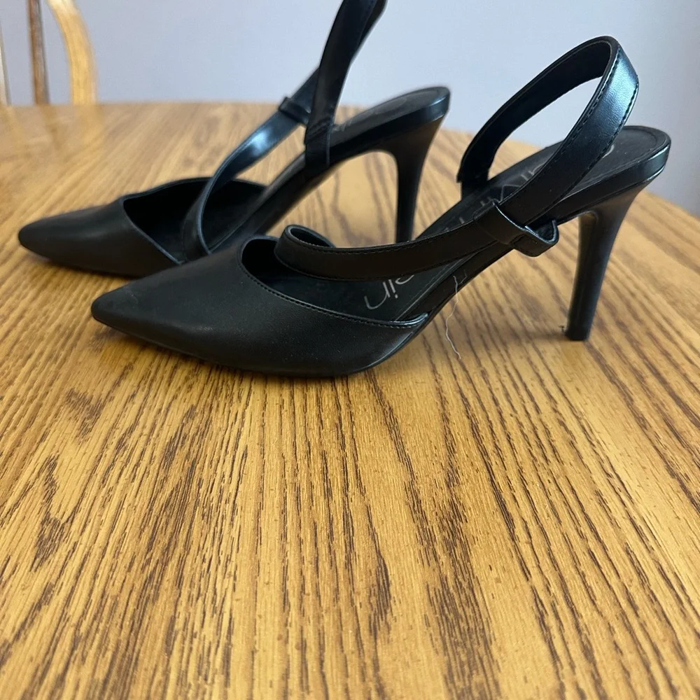 Calvin Klein Black Heeled Slingback Shoes - Picture 2 of 6